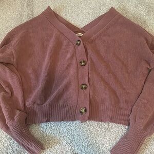 Burgundy button up sweater